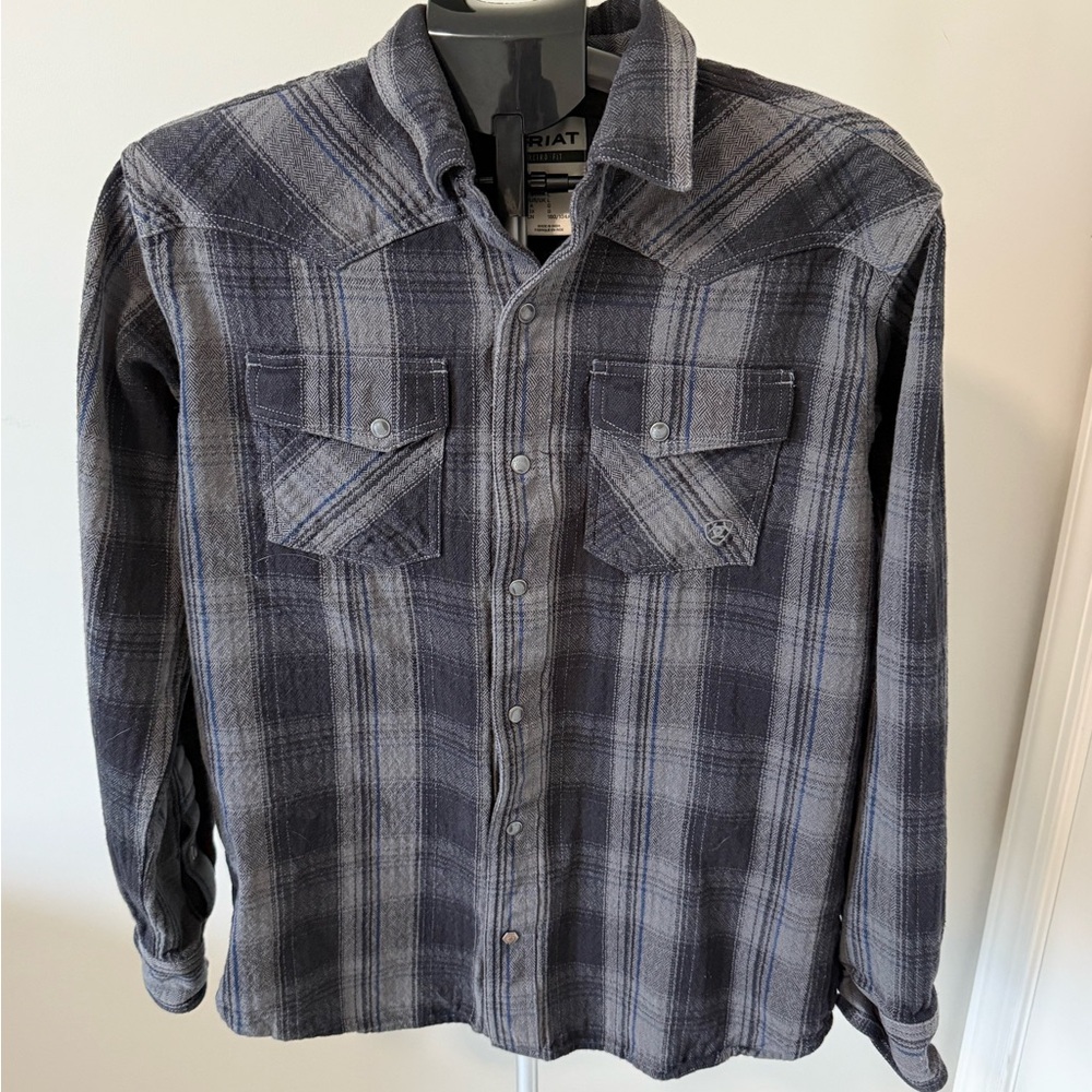 Ariat Herrold Retro Snap Shirt Jacket Mens L Plaid Western Heavyweight